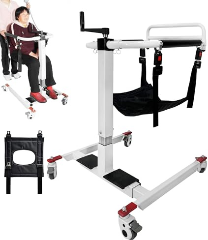 Errzom Patientenlift-Transferstuhl, Hebehilfe für ältere Menschen, Autolift mit verstellbarem Gurt, Toilette-Dusche-Transferhilfe, Höhe/Breite verstellbar Transfer Lift Rollstuhl für Auto