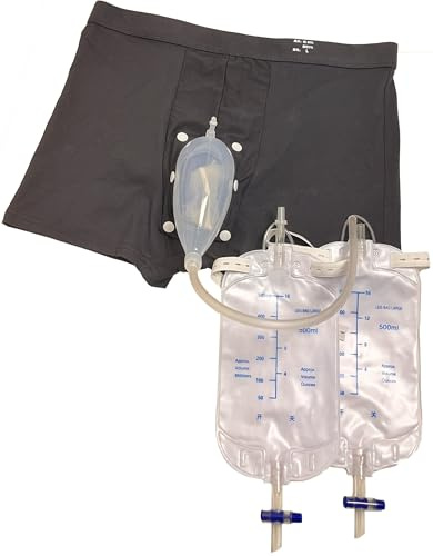 Pantalones de incontinencia portátiles, ropa interior para incontinencia con bolsas para incontinencia antifugas, bolsa para orina masculina, colector a prueba de derrames, drenaje urinario,L