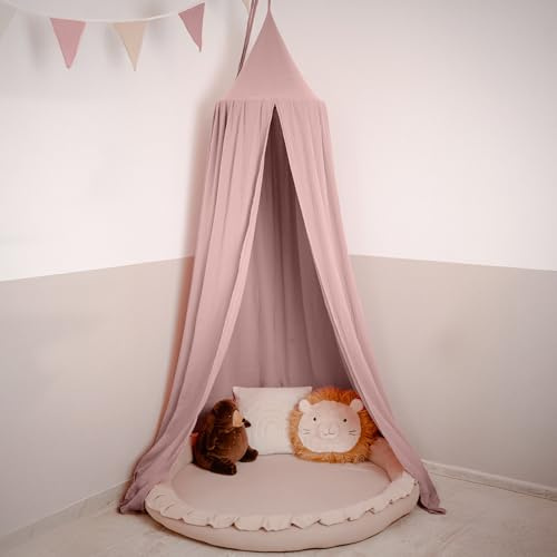 lilimaus Baldakin barnrum [i 12 färger] – sänghimmel av 100 % bomull, handgjord muslin, för flickor och pojkar – babysänghimmel som babyrumsdekoration – gardin för barnsäng, gosig hörna