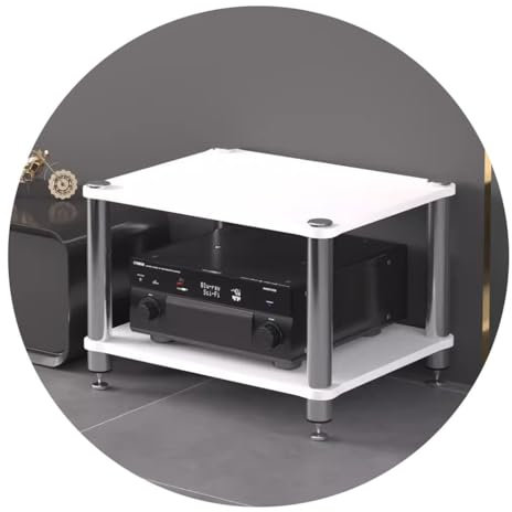 Easnuroz 2/3/4-stöckiges HiFi-Rack AV-Regal MDF-Regale Multifunktionaler Mehrschicht-Schrank HIFI-Ständer Plattenspieler-Ständer Geräteschrank Für AV-Verstärker/Turntable/Sky Box/Drucker(Weiß,60*48*40