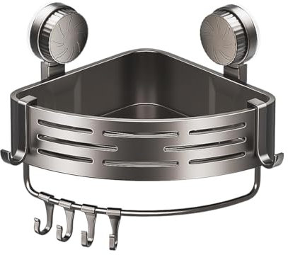 Genikeer Triangle Shower Shelf, Bathroom Suction Cup Storage Rack, Corner Shelf Bathroom Suction, Corner Shelf Bathroom, Triangle Corner Shower Ca-ddy For Toilet & Kitchen, Removable Rustproof