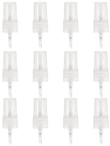 sourcing map 12 Pcs Clear Spray Top, 18/410 Fine Mist Sprayer Reusable Replacement Spray Bottle Pump Stripe Plastic Top for Cosmetic Perfume and Body Sprays Bottle