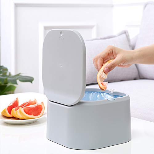 Desktop press type pop-up lid Scandinavian small rubbish bin small covered living room table mini office desk coffee table desktop rubbish bin (grey)