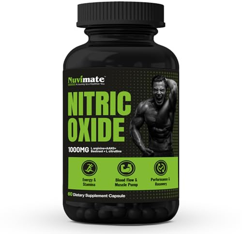 Nuvimate Nitric Oxide Booster Capsule L-Arginine Capsule Beetroot Supplement for Men & Women | Promote Blood Flow & Pre Workout Muscle Pump for Bodybuilding - 60 Vegan Capsules