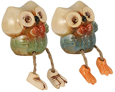 Warmhm Keramik Eulenfigur Ornament Hängende Füße Kleiner Deko Für Zuhause Büro Schlafzimmer 2 Stück