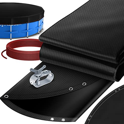 KESSER® Telo di copertura solare per piscina, rotondo, diametro 488 cm, 200 g/m², materiale PE, con corda in acciaio + tendicavo con occhielli, copertura solare, resistente ai raggi UV, resistente