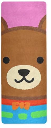 Dünne Yogamatte mit niedlichem Cartoon-Tierbär-Motiv, bedruckt, rutschfest, Yoga-Handtuch, Hot Yoga, mit Tragetasche, 180,3 x 66 cm