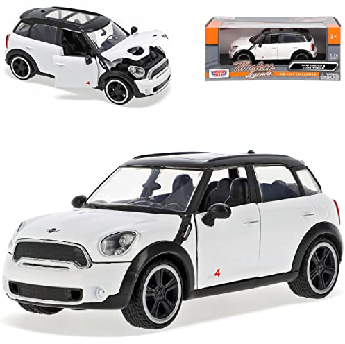 Motormax Mini Cooper S Countryman SUV Weiss mit Schwarzem Dach Ab 2010 1/24 Modell Auto mit individiuellem Wunschkennzeichen
