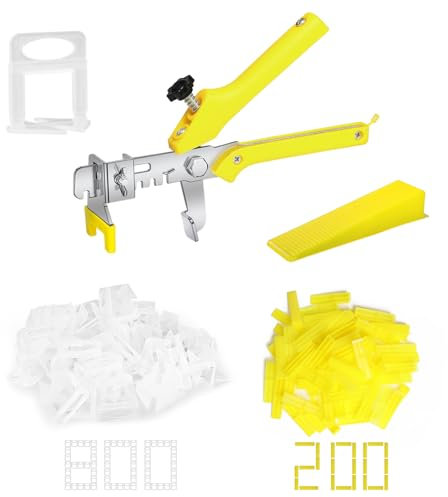 VUAOHIY Fliesen-Nivelliersystem mit Zange – Fliesen-Abstandshalter und wiederverwendbare Keile, Fliesen-Nivellier-Clips Fliesenwerkzeuge für Fliesen und Steininstallation (1/8 * 800 Abstandshalter und