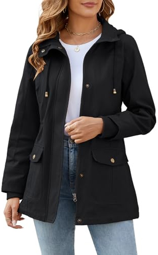Vancavoo Giacca Donna Mezza Stagione in Cotone con Cappuccio Removibile