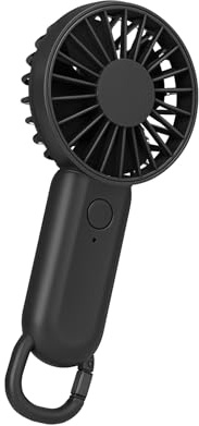 Close Up Mini USB Ventilator | mit Karabinerhaken für Taschen | stehsicher | Wiederaufladbar | Taschenventilator Mit 3 Geschwindigkeitsstufen, für Indoor & Outdoor | inkl. Micro USB Kabel | Schwarz