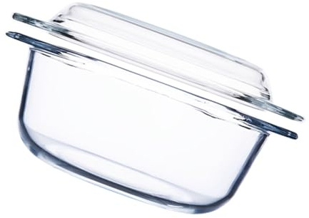 Garneck Olla con Tapa Resistente al Calor de Vidrio Templado Capacidad 1l, Fácil de Limpiar para Horno y Microondas Adecuado para Cocinar y Congelar