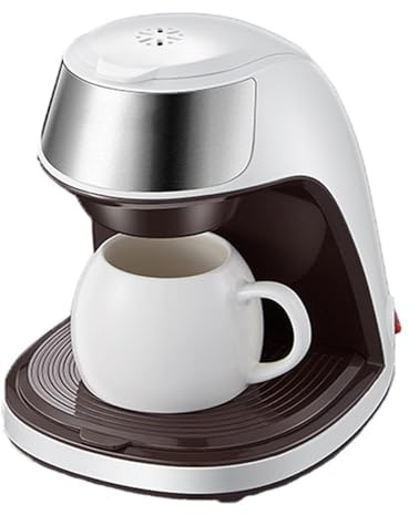 Portable Single Serve Coffee Maker with 250ml Travel Mug Compact System for Personal Coffee & Tea Brewing On-the-Go (White)