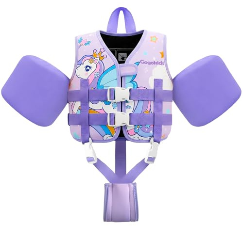Gogokids simväst för barn, simärmar, småbarn, jackstil, flytflythjälp, med justerbara remmar, barn, flytväst för 2–6 år/15–30 kg