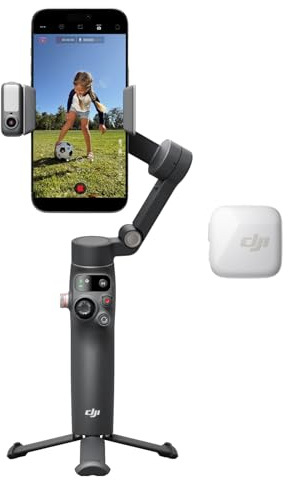 DJI Osmo Mobile 8 + Transmisor Mini (Arctic White), estabilizador para Smartphones, micrófono inalámbrico, Audio Lleno de Detalles, DJI OsmoAudio, cancelación Activa de Ruido