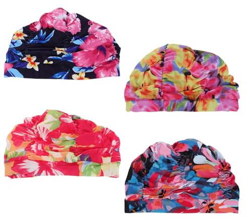 DECORNIJIA 4 Cuffie da Nuoto Elastiche Multicolore in Nylon Protezione Orecchie e Stampa Vibrante Cuffie da Bagno per Donne e Uomini per Piscina e Allenamento Acquatico