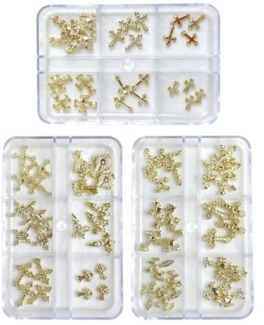 72 Croce D'Oro Accessori Di Arte Del Chiodo, Brillante Strass Nail Art Decorazione, Retro Stile Punk, Fai Da Te Craft Design.