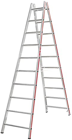 Hymer 402320 Sprossenstehleiter beidseitig begehbar, 2x10 Sprossen