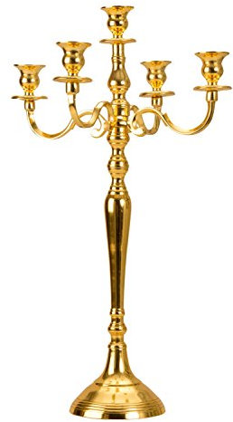 Lifestyle & More Candeliere a 5 braccioli Candelabro Metallo, Oro Placcato Altezza 60 cm