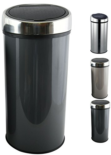 MSV, Küchenmüllbehälter mit Touch-Funktion aus Edelstahl, modernes und trendiges Design, geräuschloses Öffnungssystem, leicht zu reinigen, ideal für das ganze Haus, Größe 30L, Farbe Grau