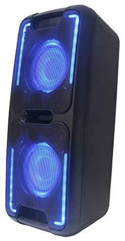 Reflexion PS08BT Mobiler Karaoke Partylautsprecher(480Watt max. Musikleistung), 2X Breitbandlautsprecher + 2X Hochtöner (UKW-PLL Radio, Bluetooth, Eingebauter Akku), Schwarz