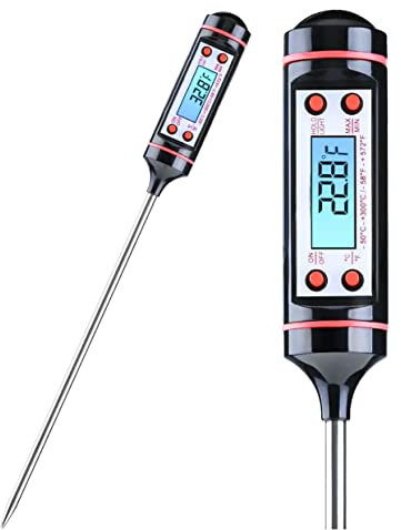 Kitchen Food Thermometer with Probe and LCD Display - Instant Read for Food, Cake, BBQ, Meat, Water, Wine, Baby Milk, Baking