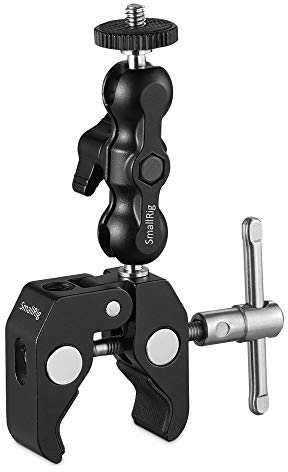 SMALLRIG Super Clamp con Mini Magic Arm y 1/4 Tornillo, Carga Máxima 1kg para Pantallas LED, monitores, Flashes - 2164