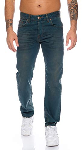 Rock Creek Herren Jeans Hose Regluar Fit Stonewashed Herrenjeans Denim Basic Raw Herrenhose Gerades Bein LL-325 Blau W38 L34