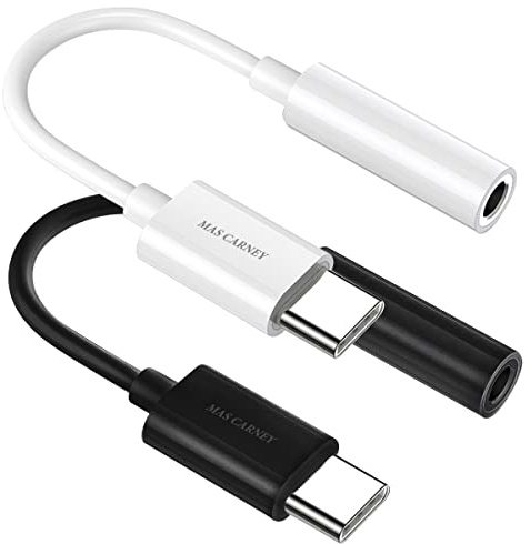 MAS CARNEY │ Lot de 2 │ Adaptateur USB de Type C vers AUX Femelle de 3,5 mm, Prise Audio pour écouteurs Compatible avec Samsung Huawei Oppo Vivo Google Pixel Mi iPad Pro MacBook