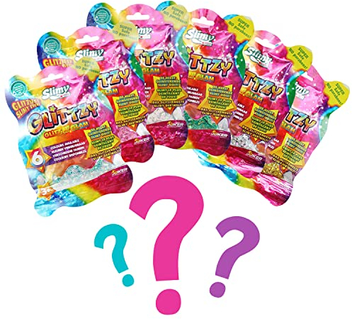 SLIMY Glittzy 90g Überraschungsfarbe - Original Slimy Slime Spielmasse für Kinder, der glitzerndste Schleim Aller Zeiten, elastische Spielknete (Spielzeug ab 3 Jahre)