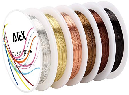 AIEX 6 Rolls of Bare Copper Jewellery Wire Tarnish Resistant for Craft Bead Jewelry Making Supplies (0.3mm)