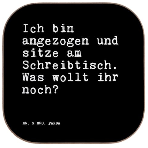 Mr. & Mrs. Panda Untersetzer Tasse Ich Bin angezogen und... - Geschenk, Getränkeuntersetzer, Spruch Sprüche Weisheiten Zitate Lustig Weisheit Worte, Kollege, Firmenfeier, Flaschenuntersetzer, Coaster