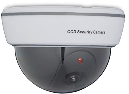 Relaxdays Cámara Seguridad Falsa, LED Intermitente, Exterior, Prevención de Robos, Videovigilancia Mentira, Blanco