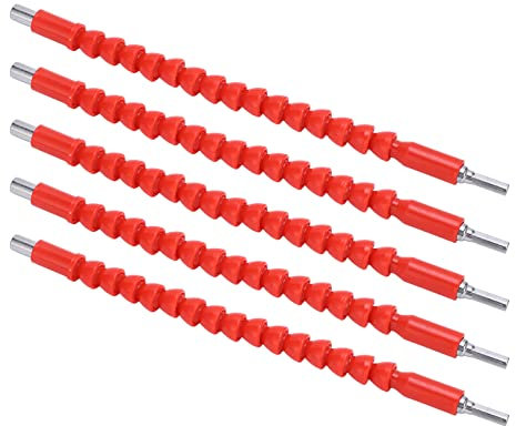 Fyearfly 5PCS Drill Extension Shaft, Flexible Soft Drill Bit Transfer Extender Flexible Connecting Shaft 295mm/11.6in Long Universal for Electric Drills