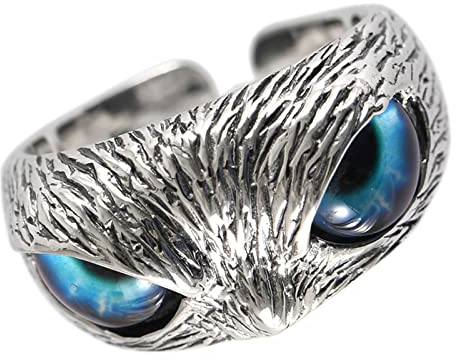 Ayoiow Herren Ring Silber 925, Offener Ring Herren Eule Ringe Silber Herren