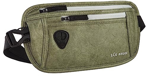 SAO ROQUE ® Bauchtasche Damen Herren, Reisepasshülle Gürteltasche Reise Gadgets mit RFID Blocker, Hüfttasche stylisch, Geldgürtel flach (Schwarz)