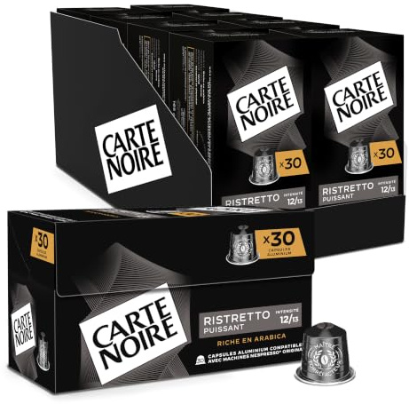 CARTE NOIRE - Capsules de Café Ristretto Compatibles Nespresso - Café Arabica - Lot de 30 x 8 Capsules Aluminium - Fabriqué en France (240 capsules)