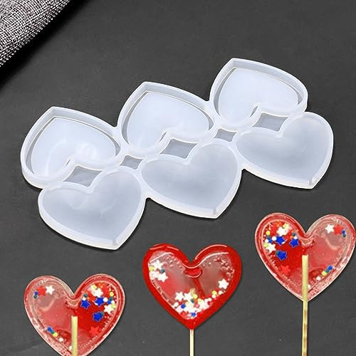 mostsom Lot de 2 moules en silicone époxy en forme de cœur pour sucettes et chocolats