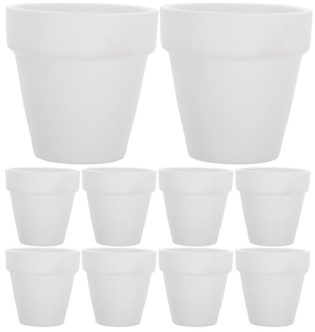 HANABASS 20pcs Piccoli Vasi in Terracotta, Mini Vaso Terracotta Con Foro Di Scarico, Vasetti Per Piantine Cactus Flower Pots Succulent Nursery Pots Per Fiori Interni Esterni 6,3 * 2,3 Pollici, Bianco
