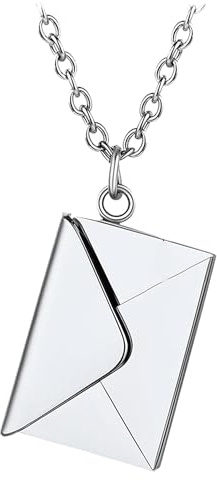 Personalised Envelope Necklace Locket with Valentines & Birthday Engraved Love Letter, Mother's Secret Note, Gift for Her