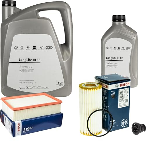 Inspektionspaket Wartungspaket Filterset mit 6 L 0W-30 Motoröl LongLife 3 FE, Ölfilter Luftfilter Ölablassschraube