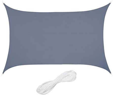 Relaxdays Sonnensegel, 3 x 4 m, wasserabweisend, Polyester, Spannseile, Segeltuch rechteckig, Garten, Balkon, dunkelgrau
