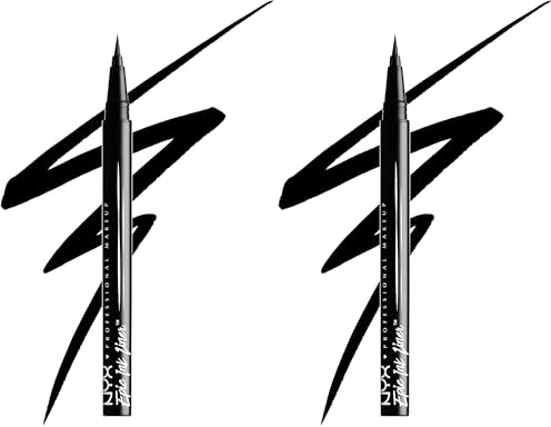 NYX Professional Makeup Epic Ink Eye Liner, Filzstift, Wasserfest, Vegane Formel, Shade 01 (Packung mit 2)