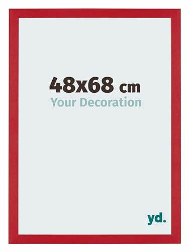 yd. Your Decoration - Bilderrahmen 48x68 cm - Rot - Bilderrahmen aus MDF mit Acrylglas - Antireflex - 48x68 Rahmen - Mura