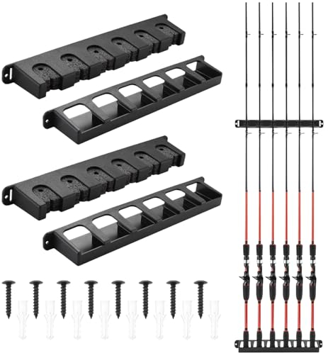 Fyfjur Rutenständer Angelrutenhalter, 2 Paar Angelrutenständer Wandhalterung, Angelrutenhalter Wand Vertikal, Rutenhalter Wand für 12 Ruten, Rutenhalter Wandhalterung