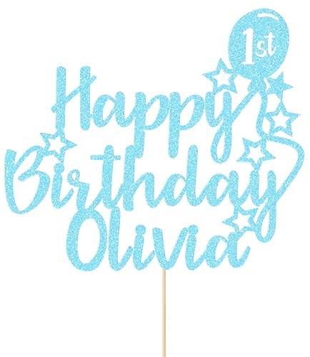 Personalised Happy Birthday Cake Topper Birthday Cake Toppers Gifts for Women Girls Custom Glitter Cake Topper Gifts with Any Name & Age Cake Decorations for 18th 21st 30th 40th 50th(Baby Blue)