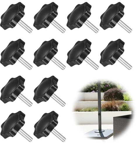 JRYGAC Lot de 12 vis à étoile M6 - Vis avec poignée - Bouton de serrage fileté - Poignée de serrage - Pour appareils mécaniques et machines-outils