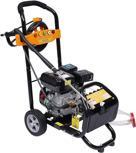 Petrol Pressure Washer, 2200 PSI, 3600 RPM, 8.5LPM, 8m/ 26ft Hose, 7.5HP Petrol Engine Powered High Pressure Portable Jet Sprayer, 5 Nozzles