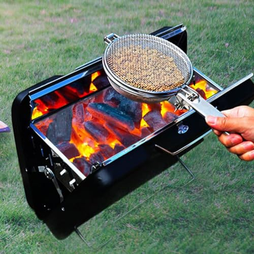 Coffee Bean Roaster Tool, Portable Stainless Steel Coffee Roaster Mesh Pan Baking for Camping, Hiking, Travel, Business Trips, Vacations(fold 120g)
