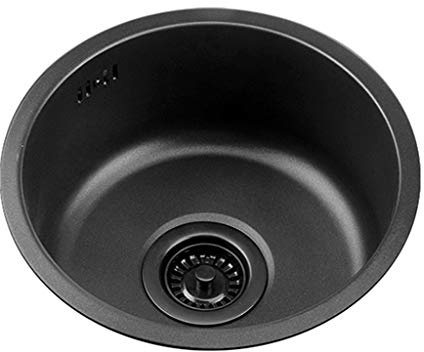 Runde Spüle, schwarze Unterbauspüle aus Edelstahl 304, 30/35/42cm, kleine Barspüle, Einzelbecken(30cm)